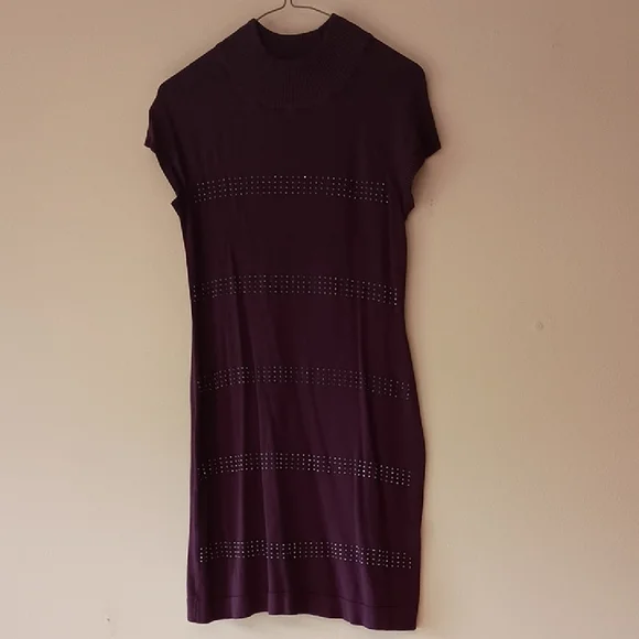 Apt. 9 | Dresses | Apt 9 Purple Knit Sheath Mini Dress Mock Neck Sz S |  Poshmark